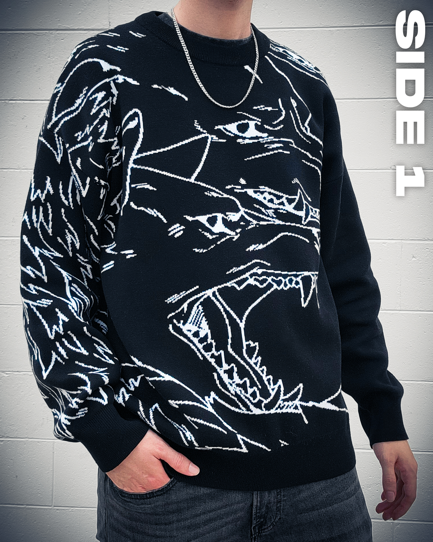 WOLF PACK REVERSIBLE SWEATER – 0 Fox Shop WOLF PACK REVERSIBLE SWEATER – 0 Fox Shop